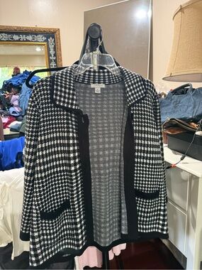 Mercer Street Studio Black & White Houndstooth Open Jacket